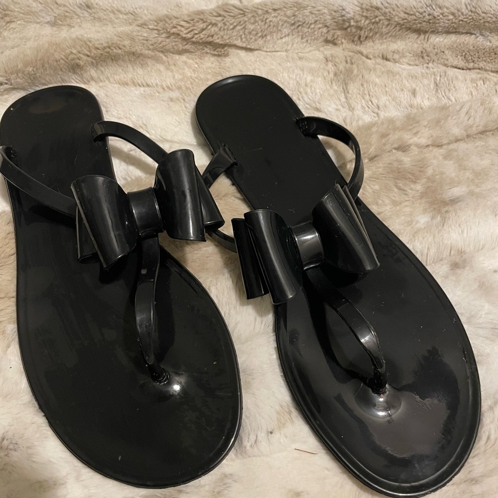 Women’s Black Bow Flip Flops Size 7